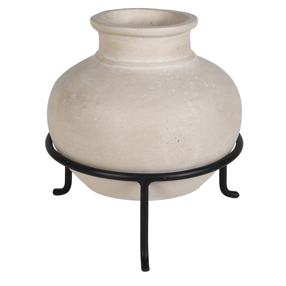 Paper Mache Pot On Stand 25cm