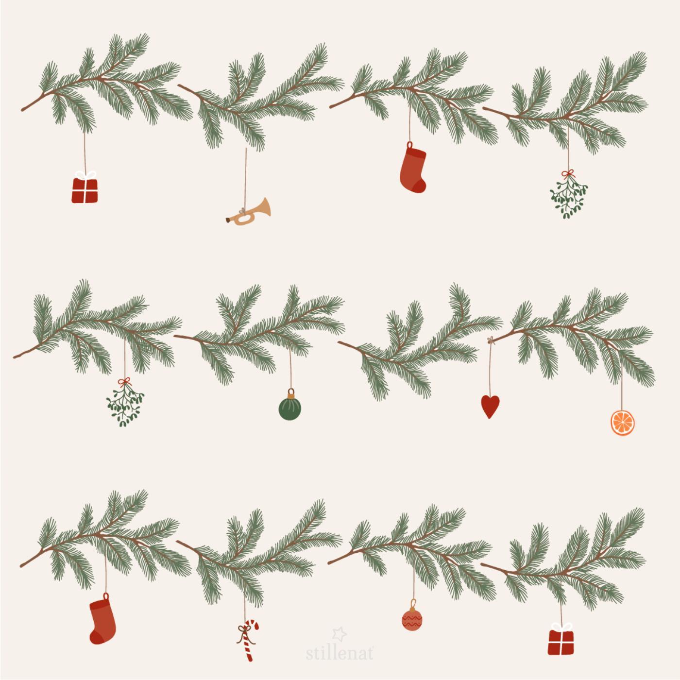 Paper Napkins 20x20cm Christmas Garlands 50 Pc Per Pack | Annie Mo's