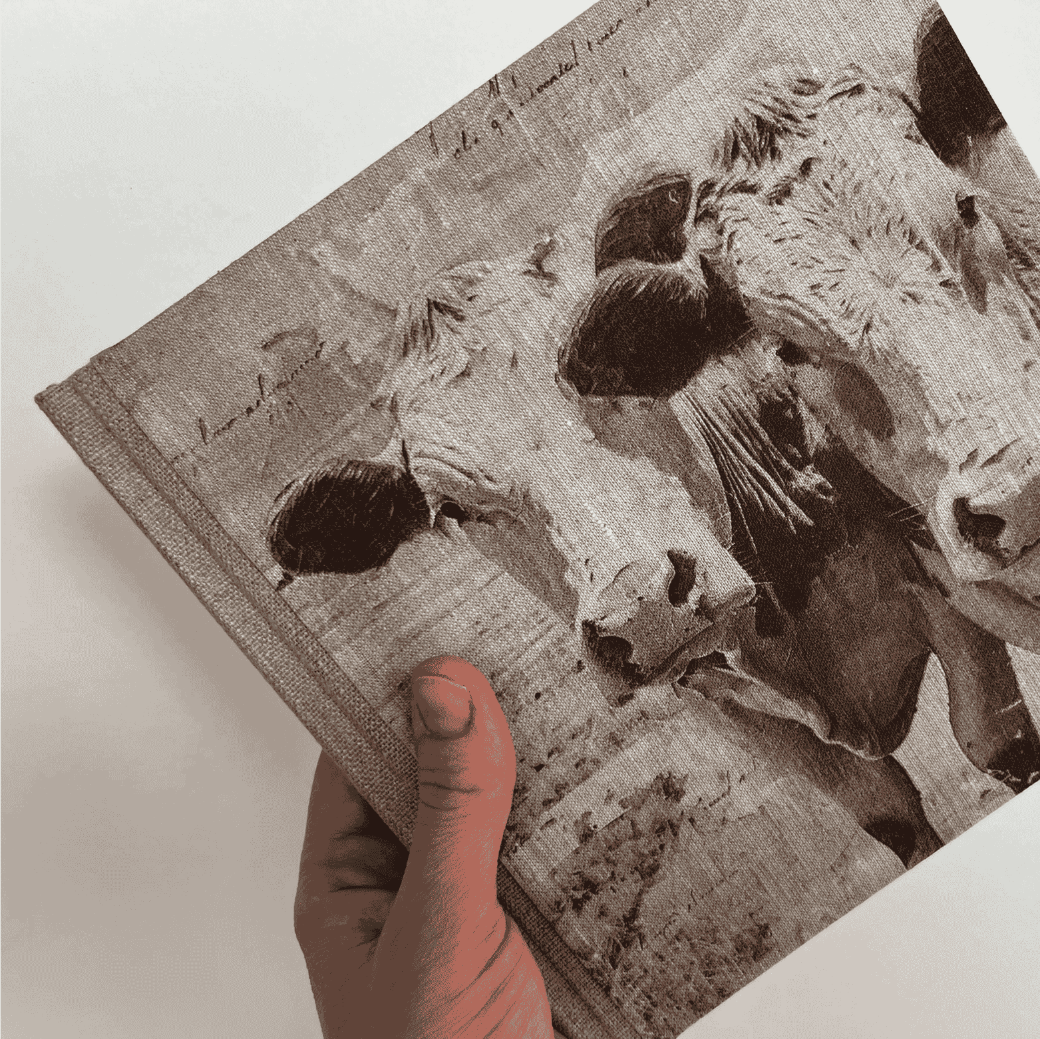 "Pastoral Cows" Handmade Linen Hardcover Notebook-C