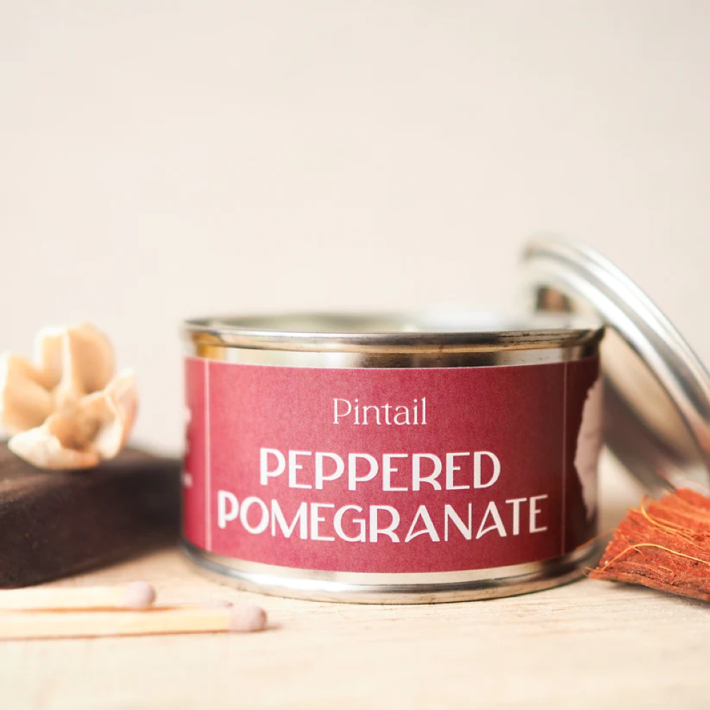 Peppered Pomegranate Annie Mo's Tinned Candle | Annie Mo's