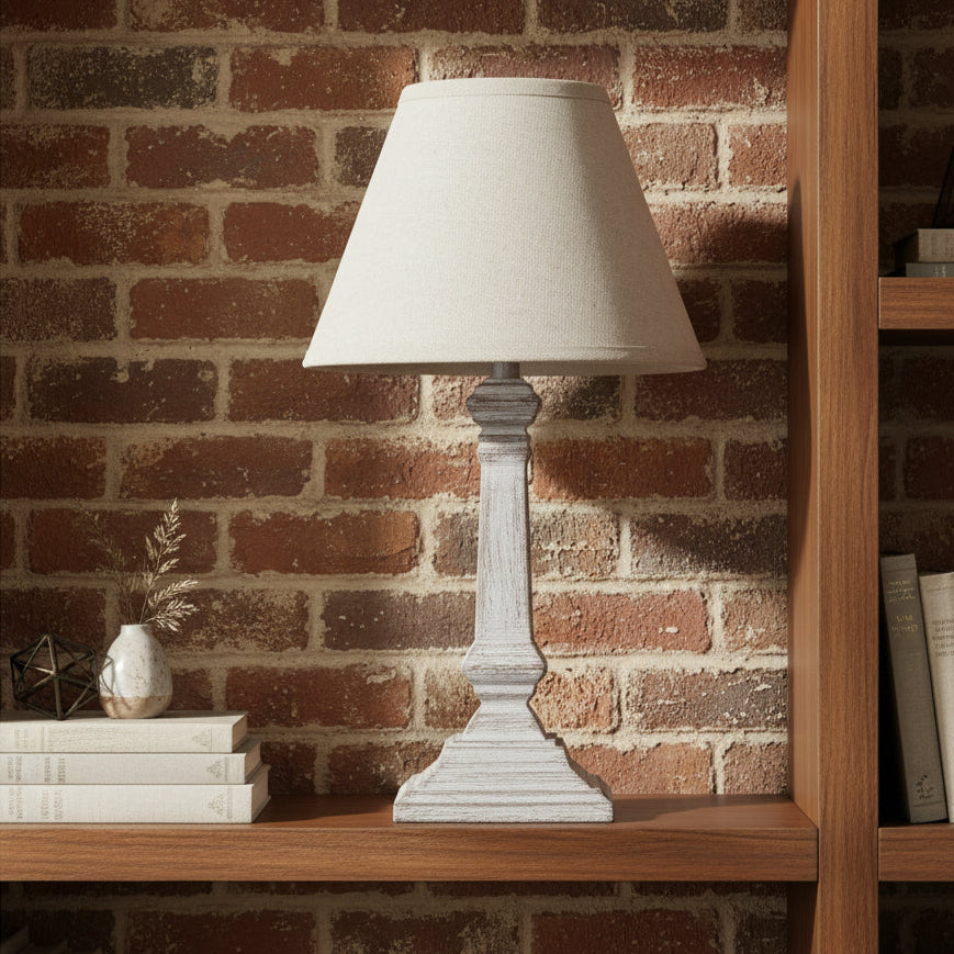 Petite Column Table Lamp With Linen Shade 26cm | Annie Mo's