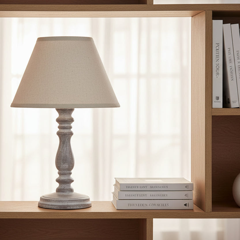 Petite Column Table Tamp With Linen Shade 24cm | Annie Mo's