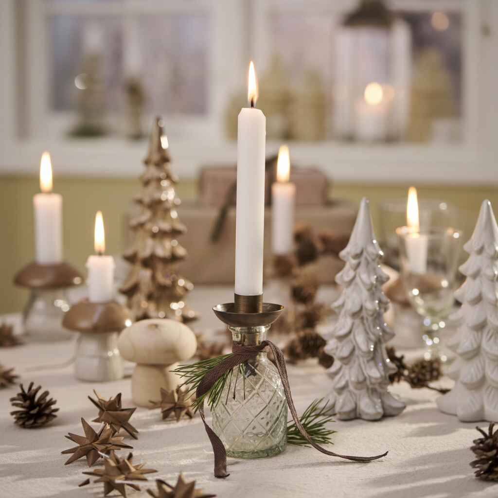 Pharmacy Glass for Dinner Candle with a Harlequin Pattern-B