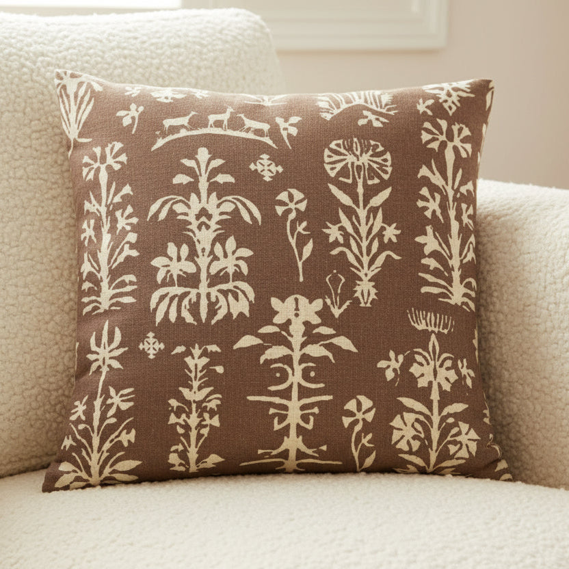 Farm Forest Mocha Feather Filled Cushion 50X50cm | Annie Mo's