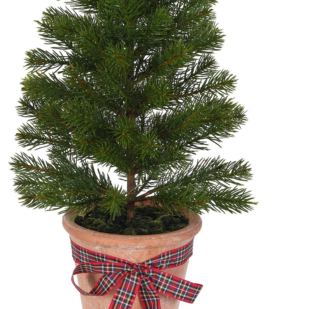 Pine Tree with Tartan Bow 38cm