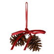 Pinecone Decoration with Red Bow 15cm