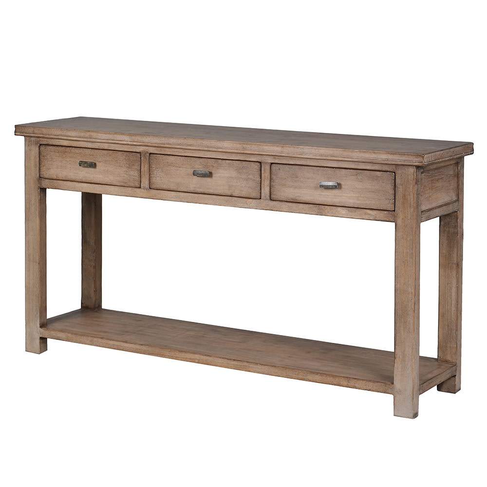 Poplar Wood Three Drawer Console Table with Shelf 164cm | Annie Mo's