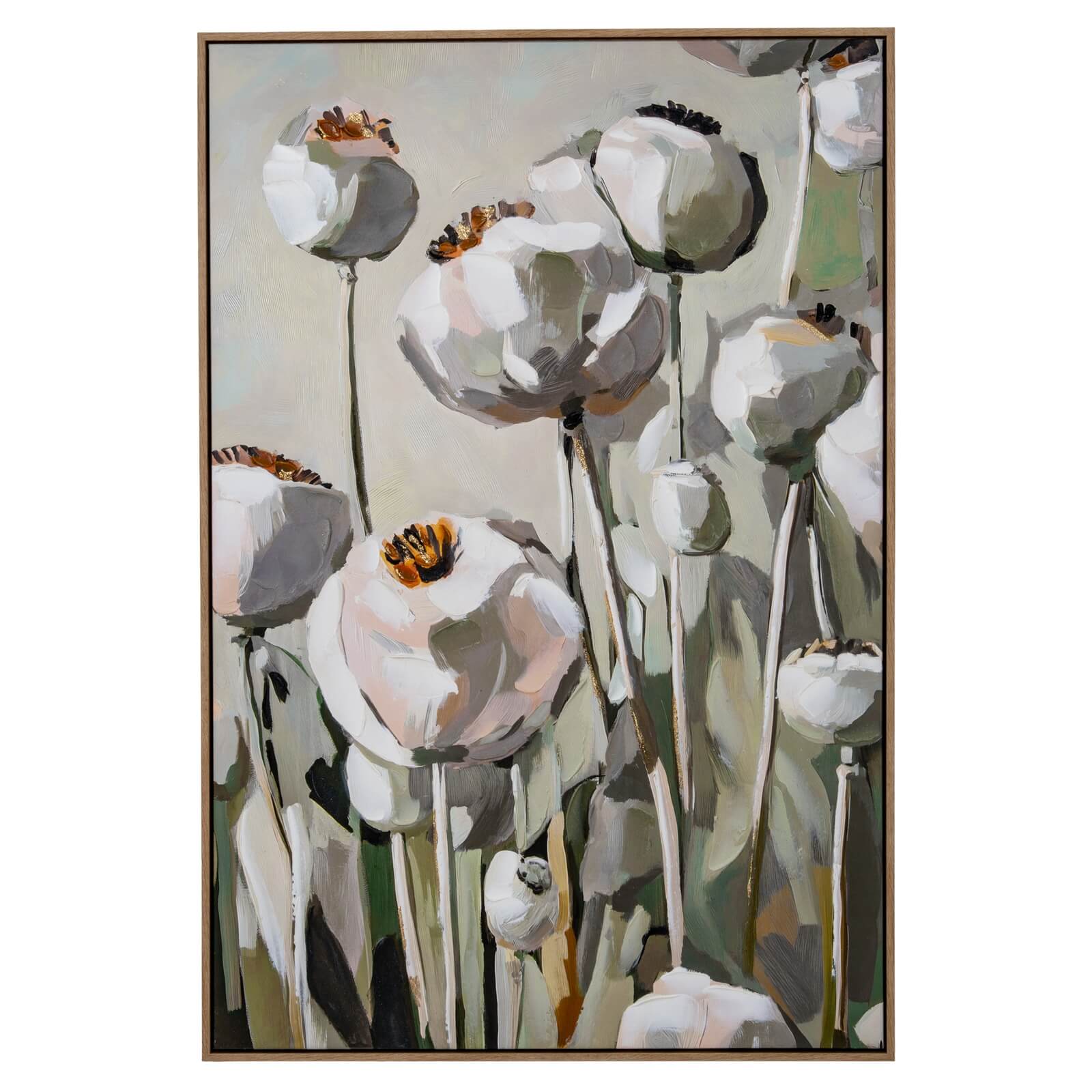 Poppy Heads Hand Painted Canvas in Frame 120cm | Annie Mo's