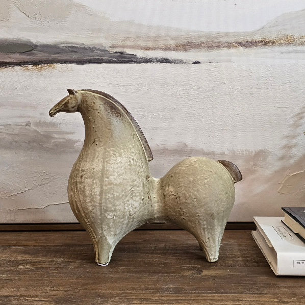 Proud Abstract Matt Ivory Ceramic Horse 26cm-C