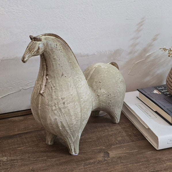 Proud Abstract Matt Ivory Ceramic Horse 26cm-D