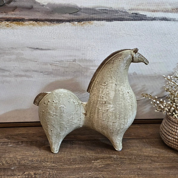 Proud Abstract Matt Ivory Ceramic Horse 26cm
