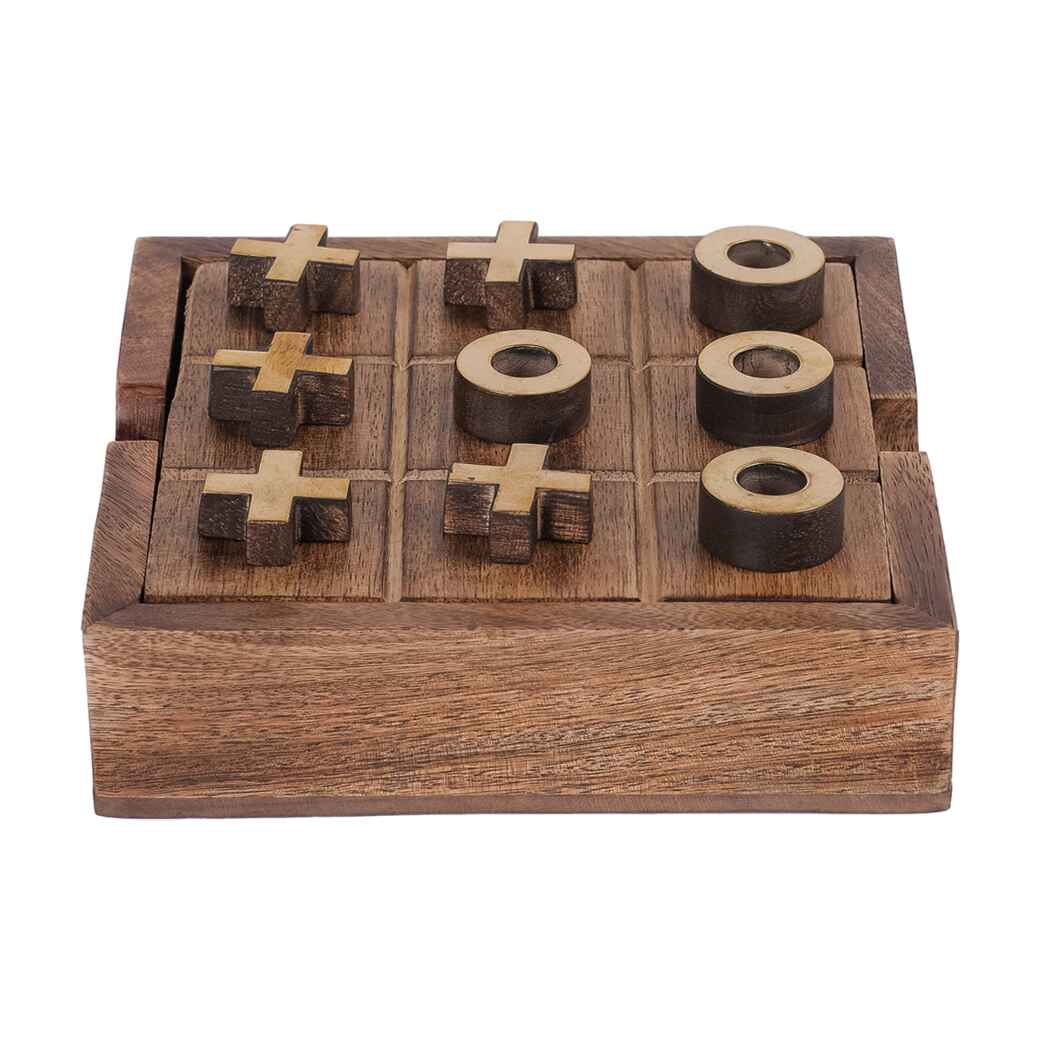 Pryce Mango Wood Noughts and Crosses and Solitaire Game