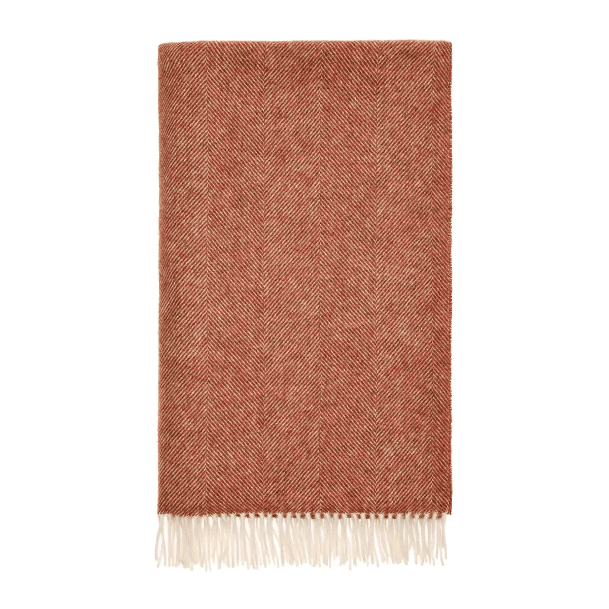 Pure Wool Herringbone Throw - Brick