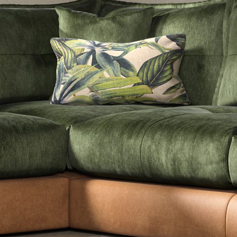 Quinn Three Corner Three Sofa Group Leather Fabric Mix