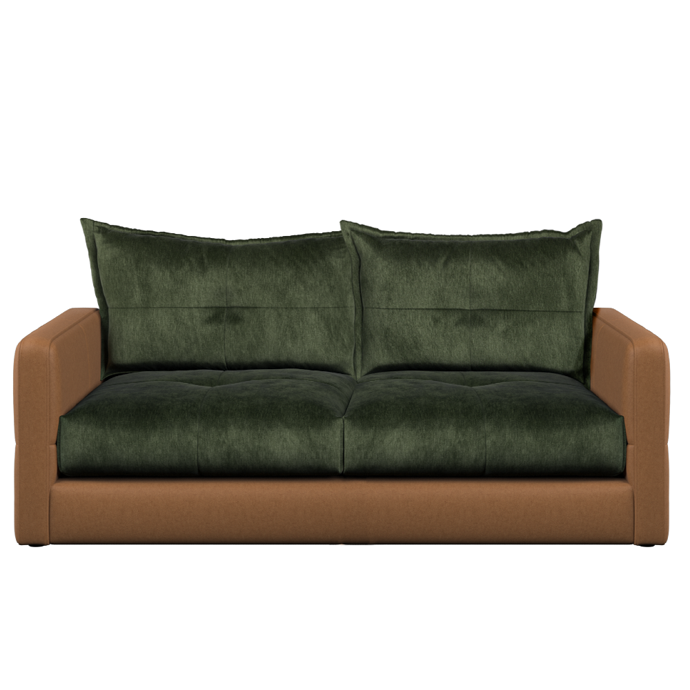 Quinn Two Seat Sofa | Leather Fabric Mix