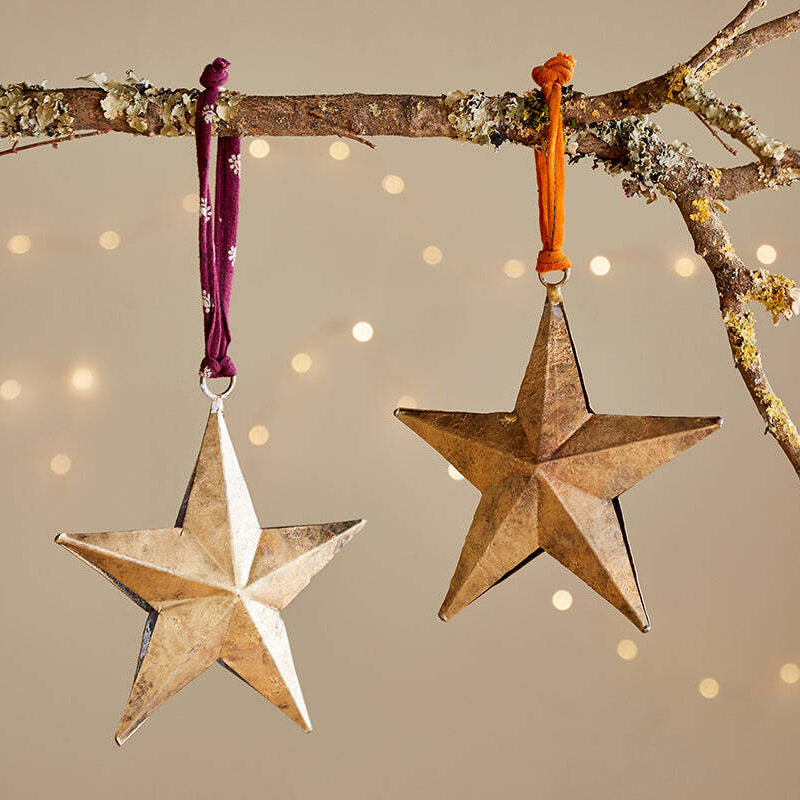 Roshani Star Baubles - Antique Brass (Set of Two) 15cm | Annie Mo's