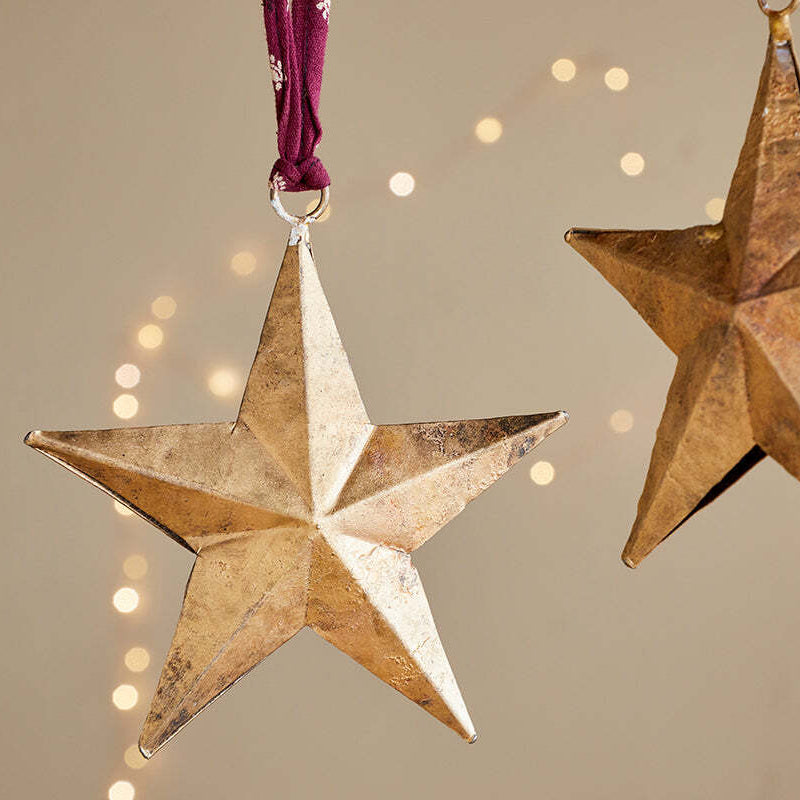 Roshani Star Baubles - Antique Brass (Set of Two) 15cm | Annie Mo's D