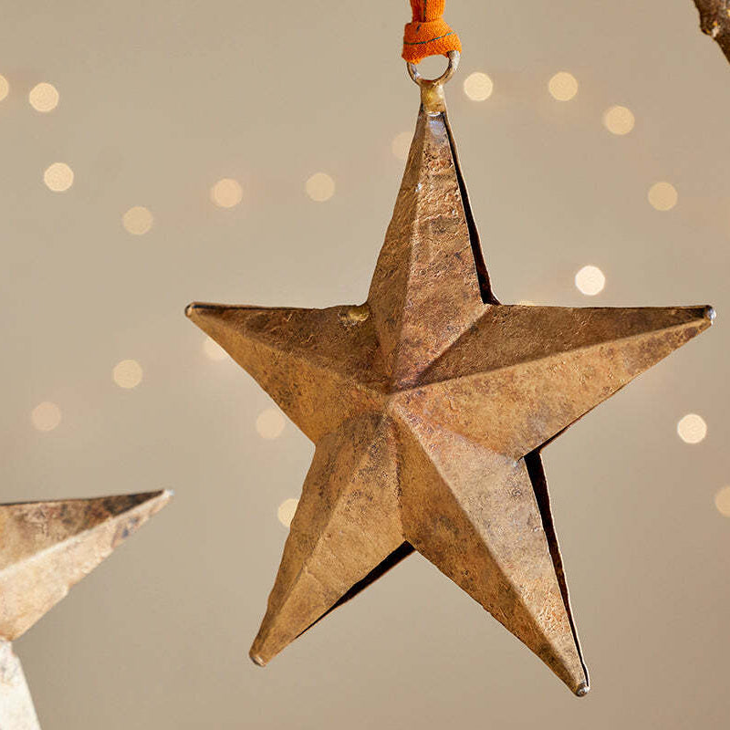 Roshani Star Baubles - Antique Brass (Set of Two) 15cm | Annie Mo's B