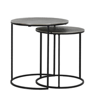 RENGO Textured Antiqued Lead Metal Nesting Tables 52cm | Annie Mo's