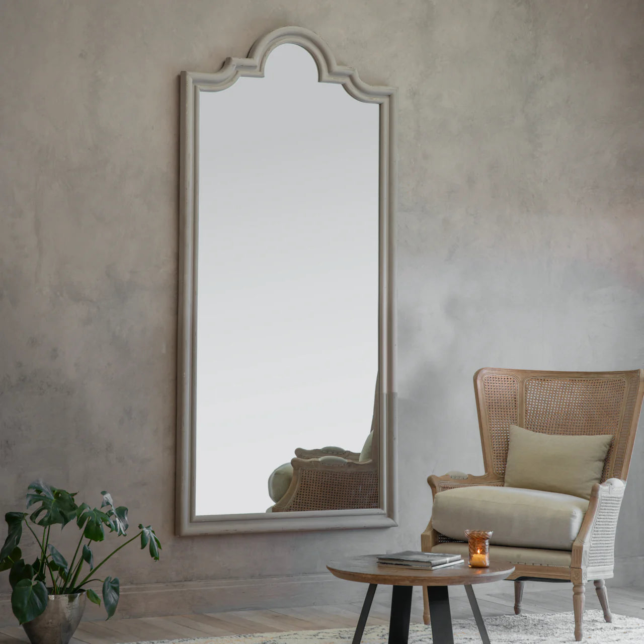 Large Distressed Grey Floor Mirror 229cm