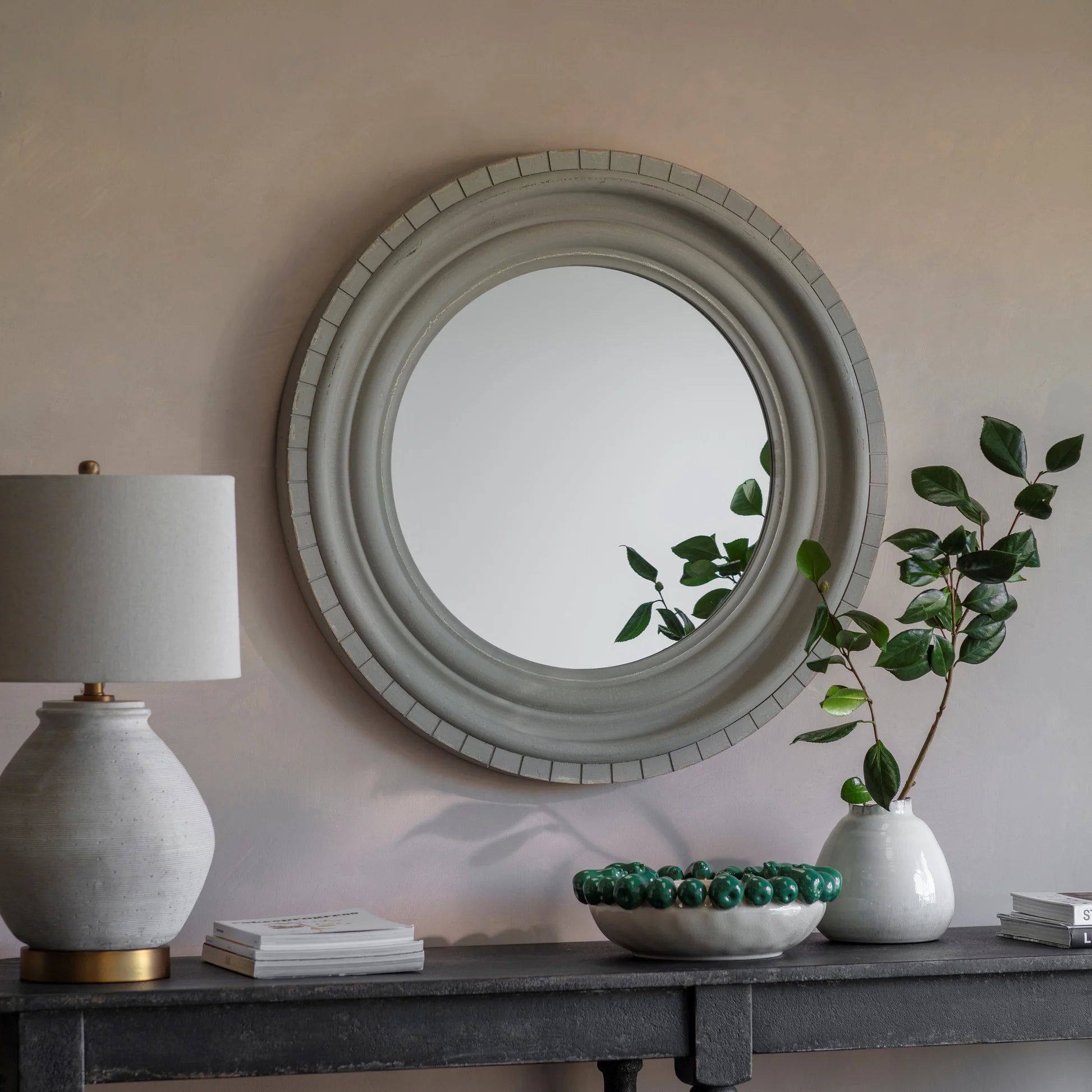Wilton Grey Round Mirror 92cm