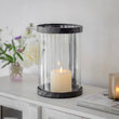 Single Stand Iron and Glass Cylinder Hurricane 41cm | Annie Mo's