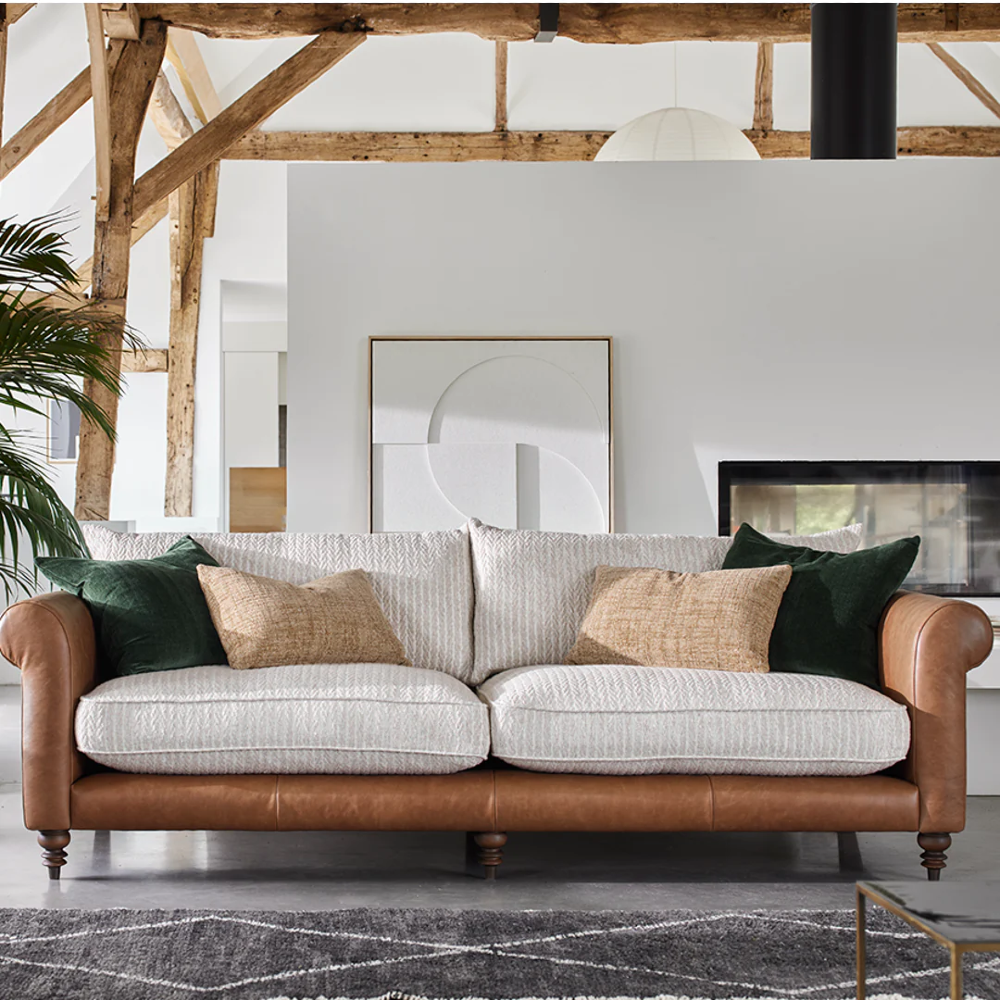 Ralphie Three Seater Sofa | Leather and Fabric Mix | Annie Mo's