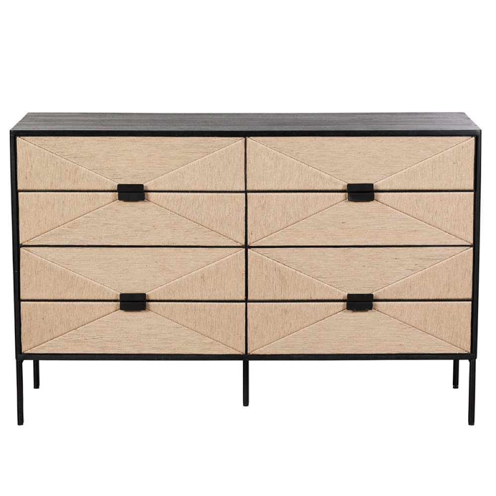 Raphia Eight Drawer Wide Chest of Drawers | Annie Mo's