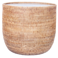 Rattan Round Large Lamp Table with Glass Top 55cm | Annie Mo's