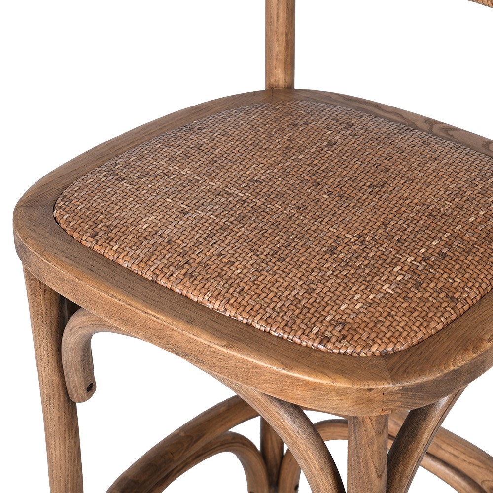 Oak Rattan Back Counter Height Stool B