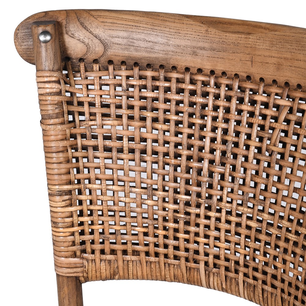 Oak Rattan Back Counter Height Stool D