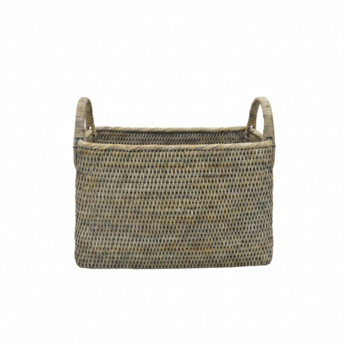 Rattan Magazine Holder - Light Grey Wash 36cm | Annie Mo's