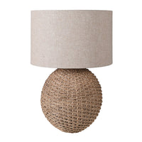 Rattan Orb Table Lamp with Linen Shade 70cm