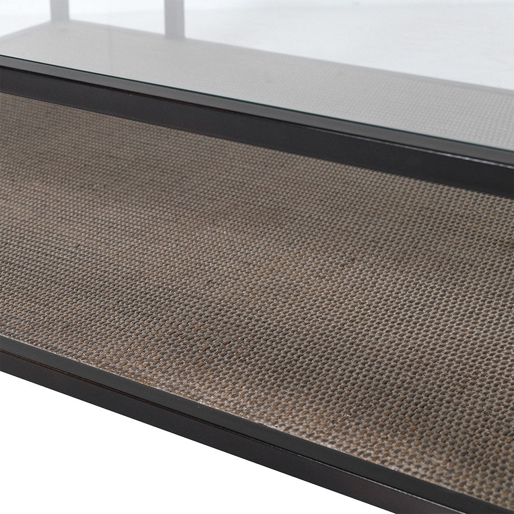 Wicker Base Glass Top Coffee Table C