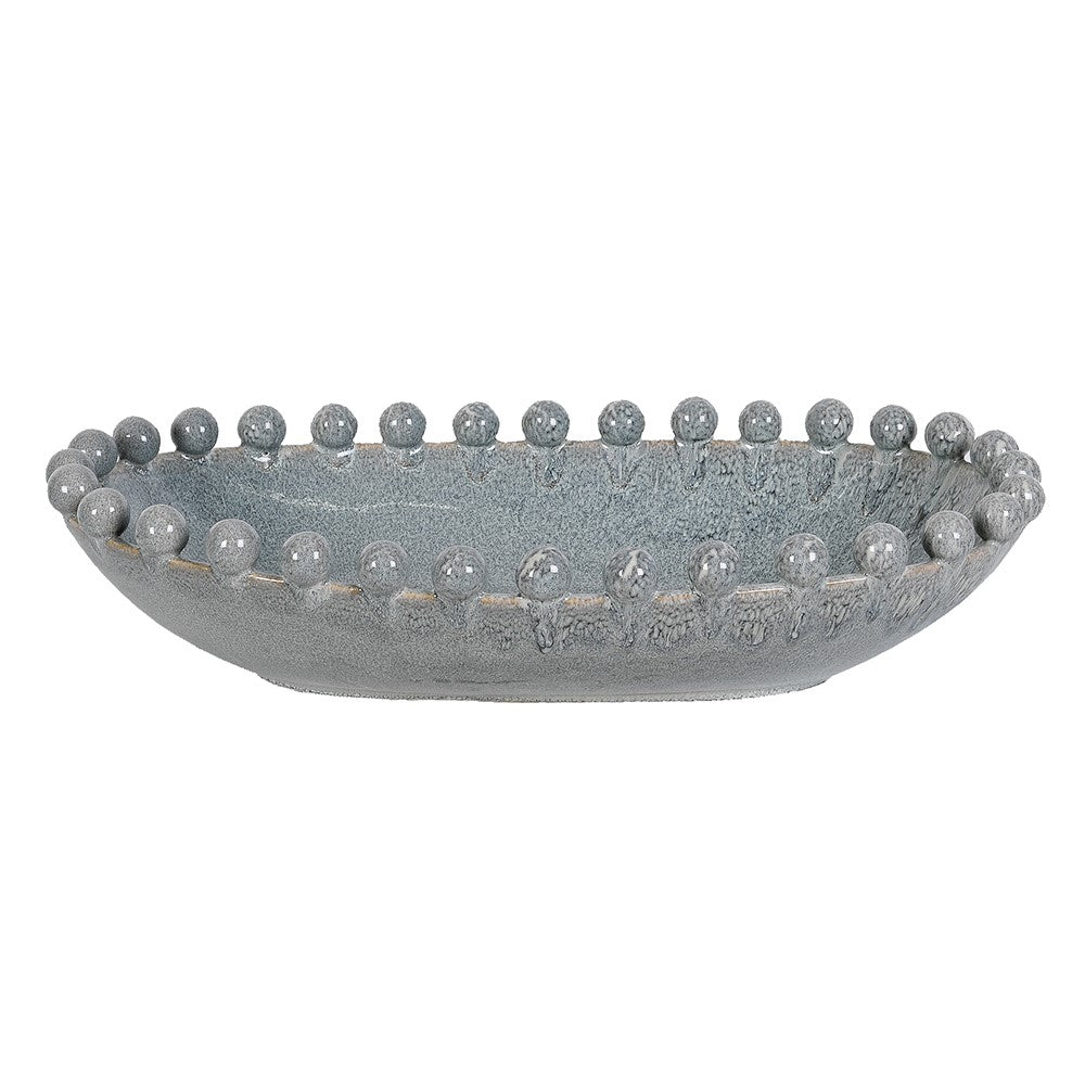 Reactive Blue Glaze Oval Bobble Bowl 52cm-C
