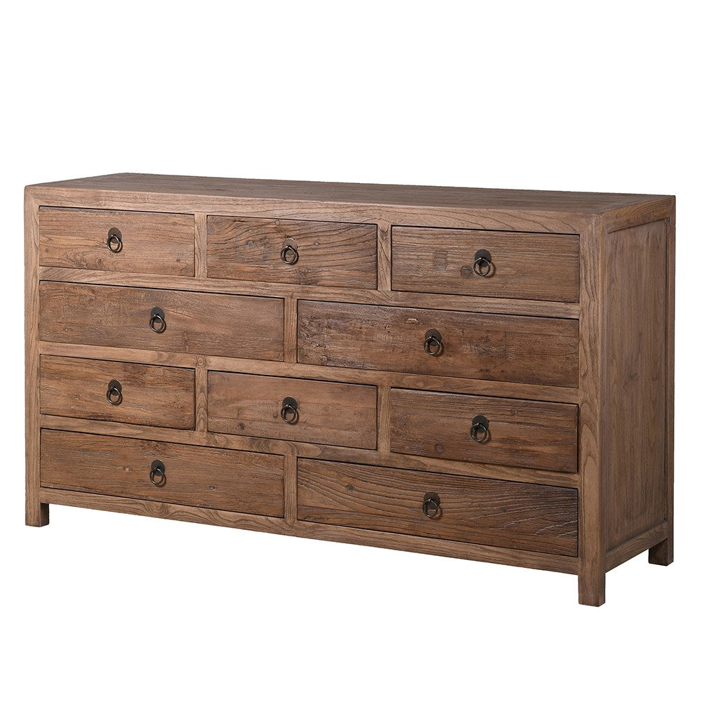 Reclaimed Elm Ten Drawer Chest 160cm-B