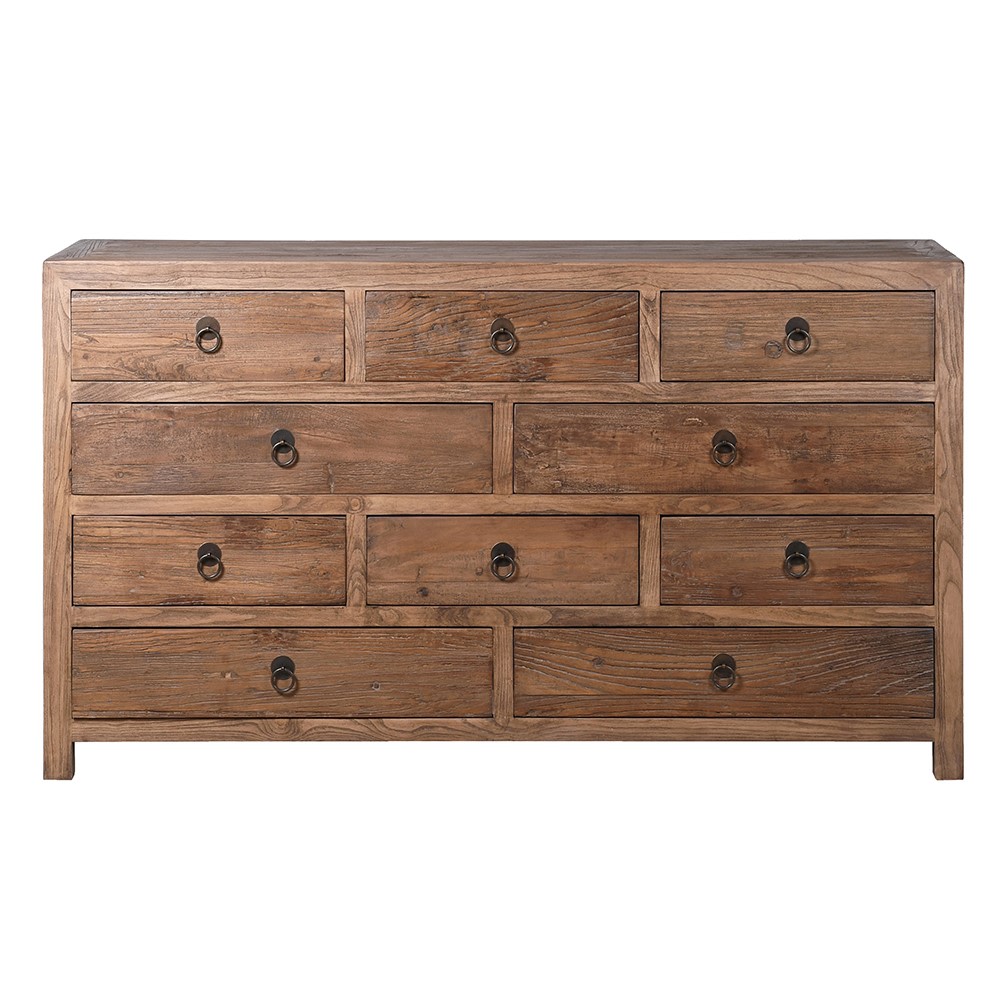 Reclaimed Elm Ten Drawer Chest 160cm