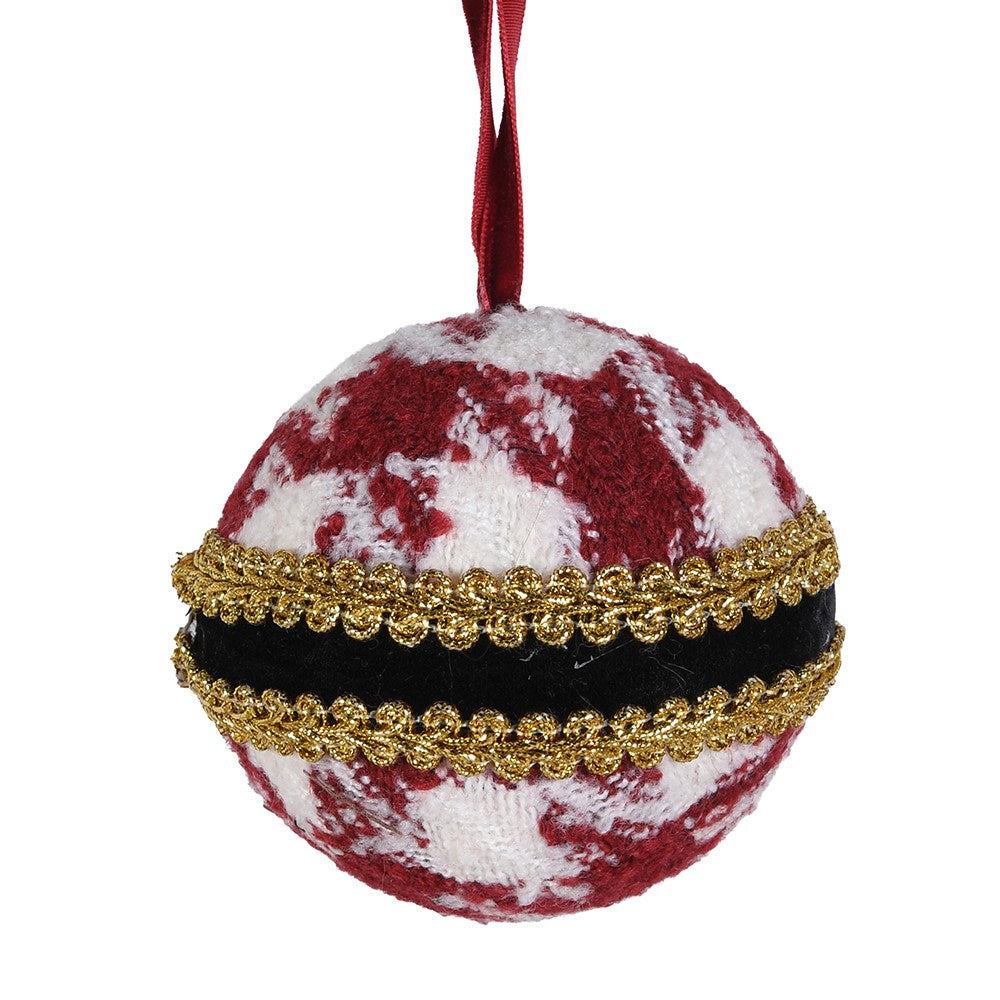Red Hounds Tooth Bauble 8cm | Annie Mo's