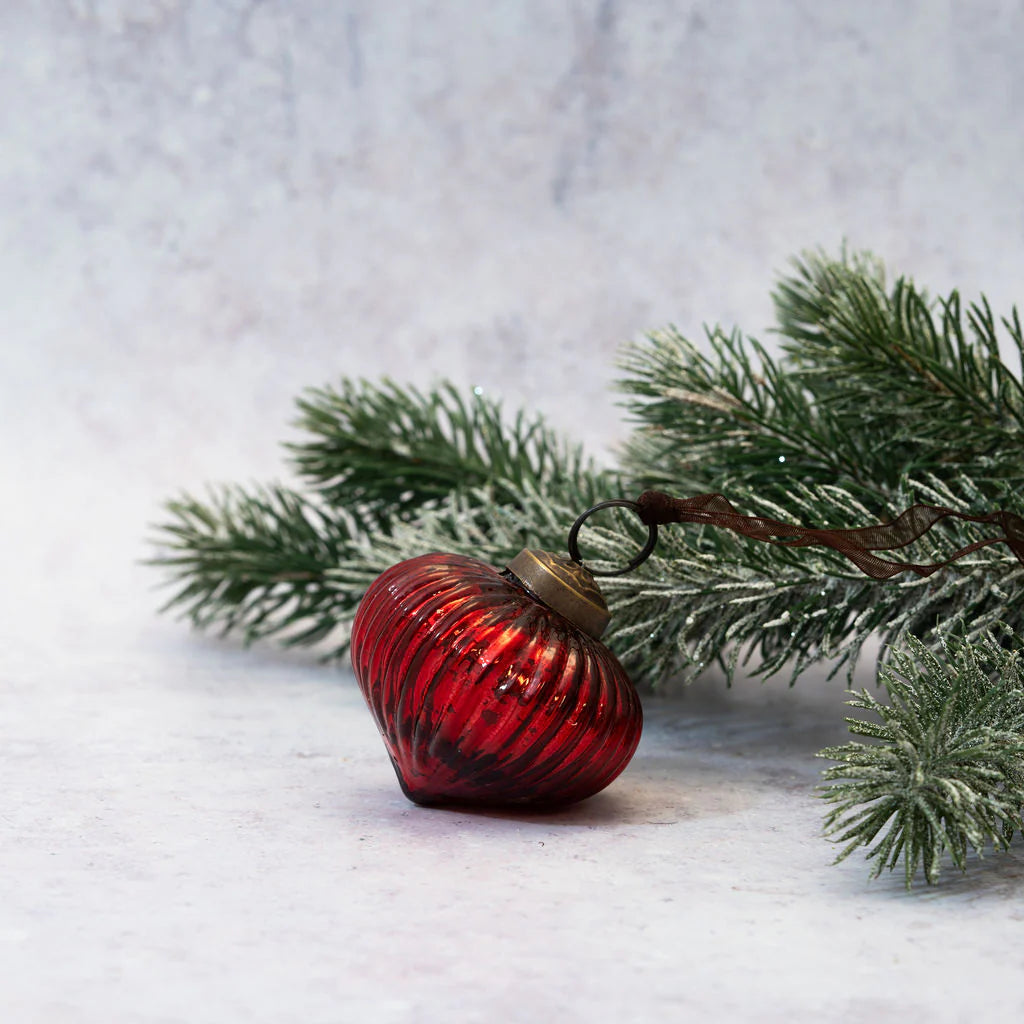 Red Ribbed Lantern Christmas Bauble 5cm | Annie Mo's