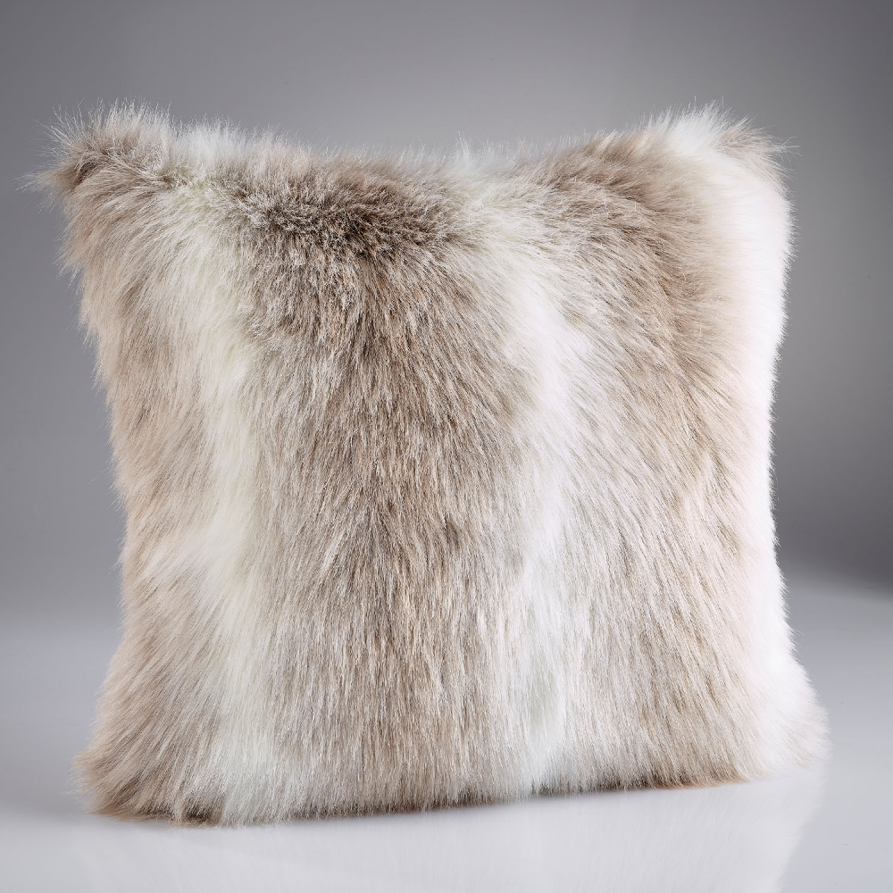 Beige fur cushions best sale