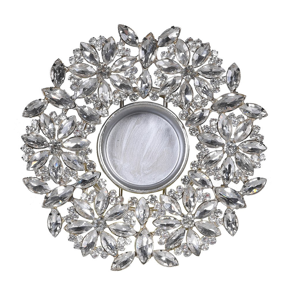 Rhinestone Flower Candle Holder 13cm