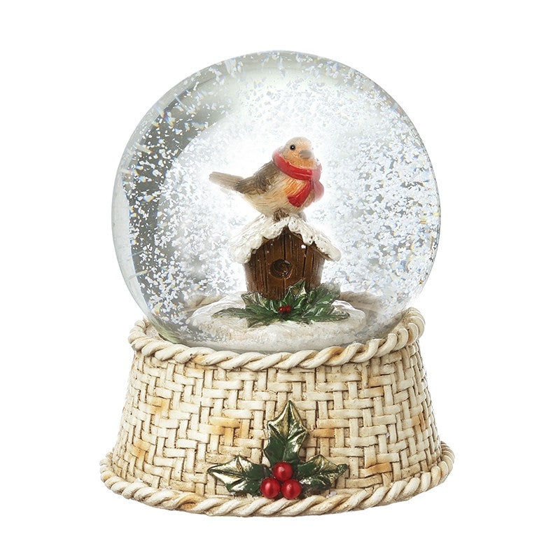 Robin On Bird House Snowglobe 8cm | Annie Mo's