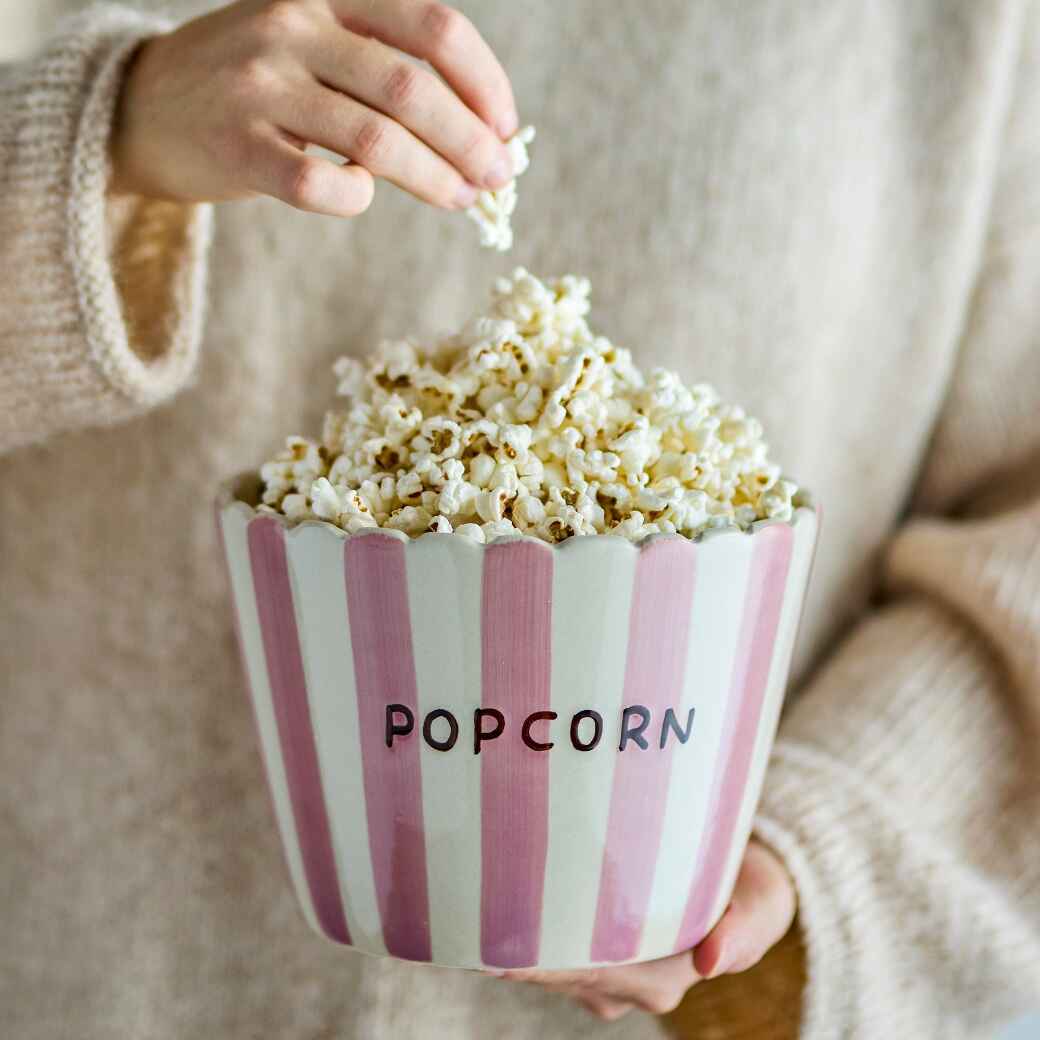 Rose Stoneware Popcorn Bowl