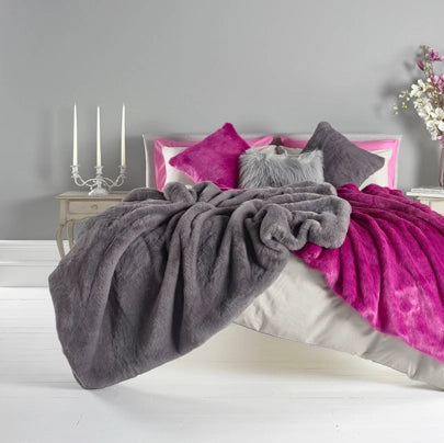 Russian Blue Faux Fur Throw - Size Choice | Annie Mo's2