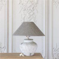 Rustic Ceramic Lamp Ceramic with Dark Grey Shade 43cm | Annie Mo's