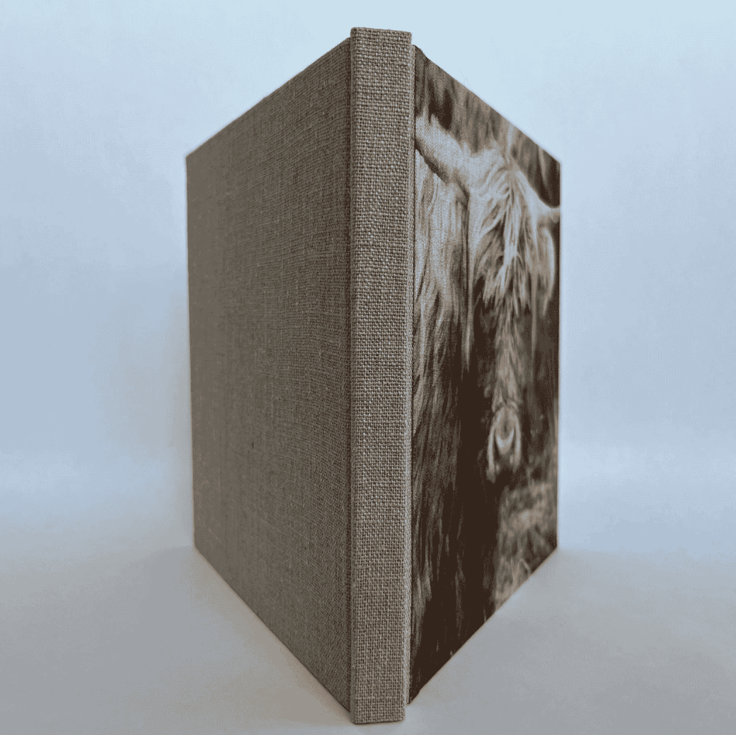 "Rustic Highlander Cow" Handmade Linen Hardcover Notebook-C