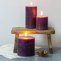 Rustic Pillar Candles in Amethyst