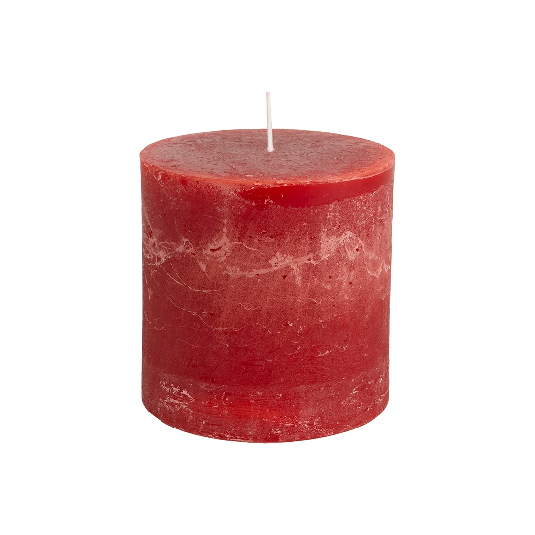 Rustic Pillar Candles in Lipstick Red