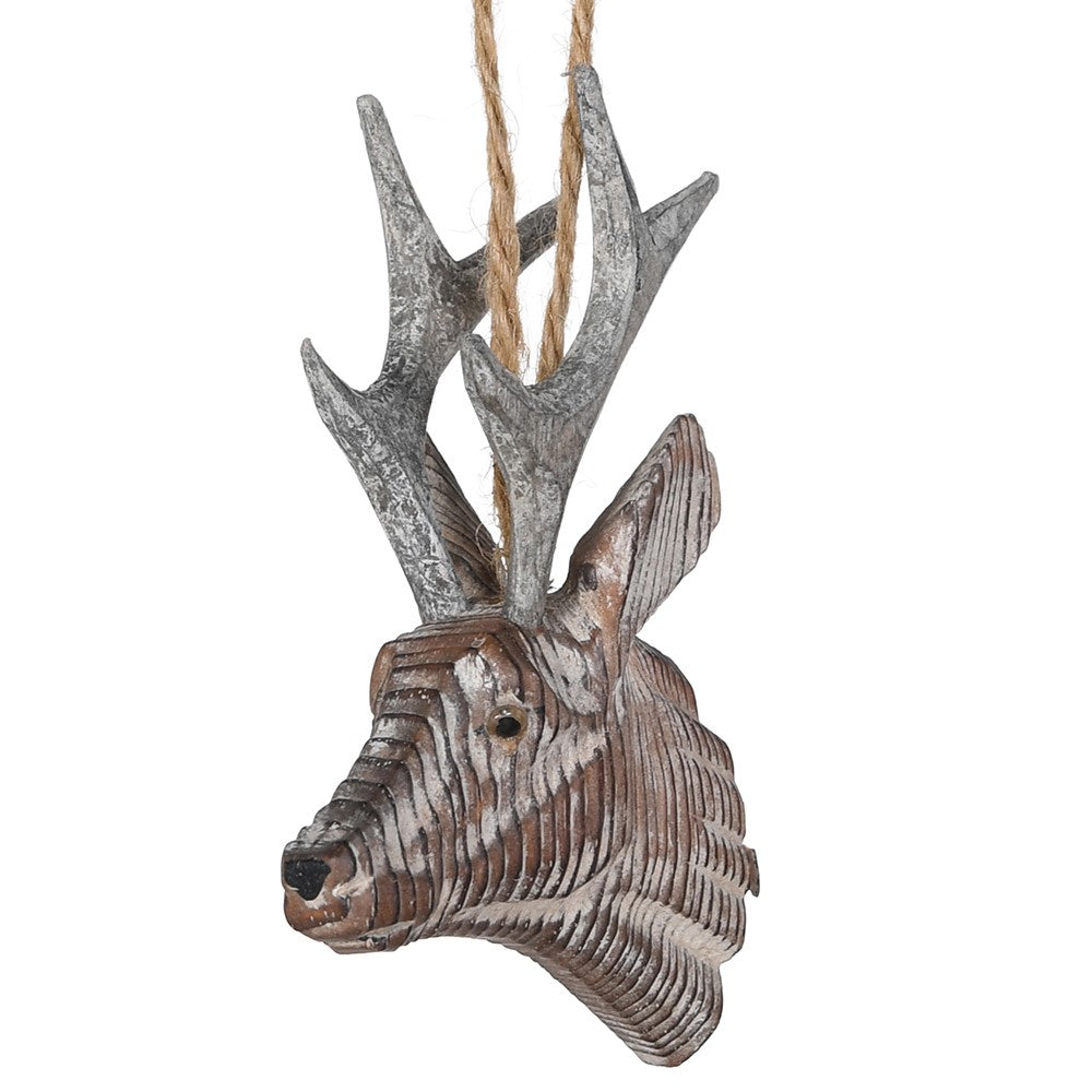 Rustic Reindeer Head Hanging Decoration 10cm | Annie Mo's