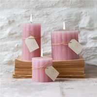 Rustic Scalloped Pillar Candle Dusky Pink - Size Choice | Annie Mo's